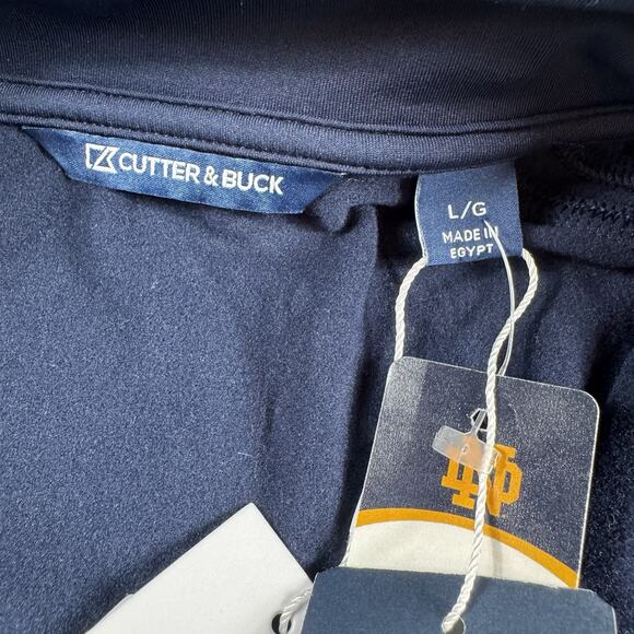 Cutter & Buck Notre Dame Quarter Zip Pullover L Navy Stretch Performance Top NWT - Picture 6 of 16